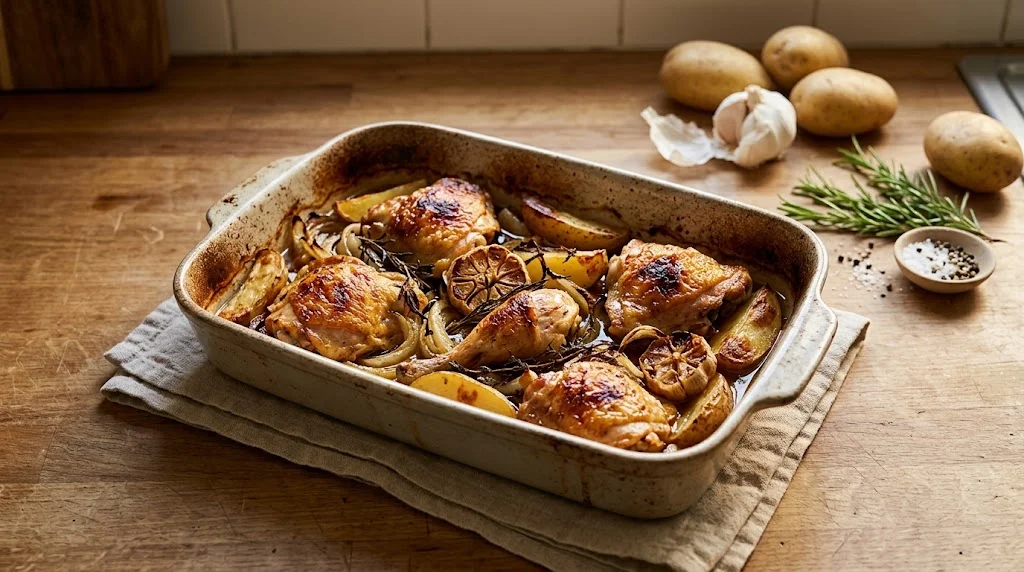 Baked chicken and potatoes for an easy weeknight dinner