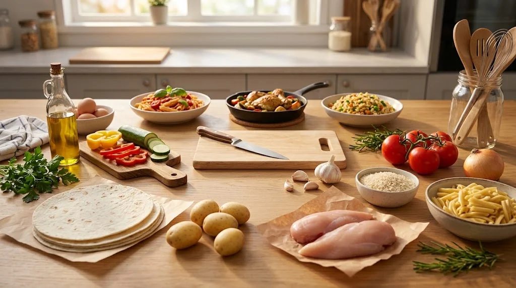 Easy dinner ideas with pasta chicken rice and vegetables